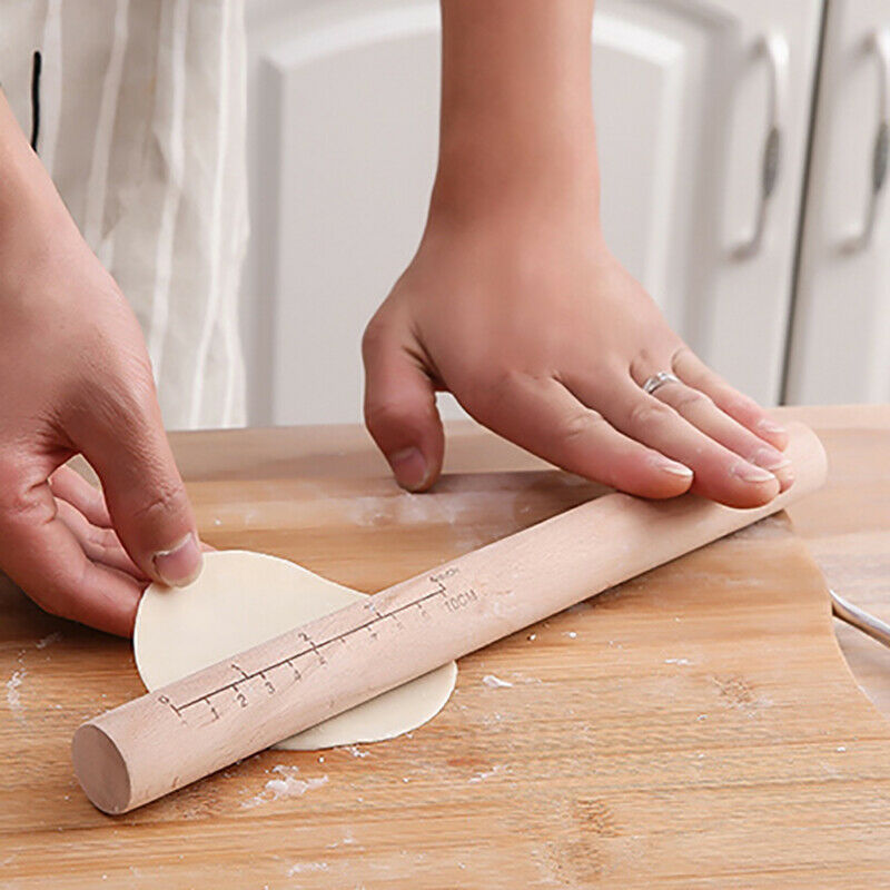 With scale Solid wood rolling stick Cake pie noodles rolling Pins Dough R.l8