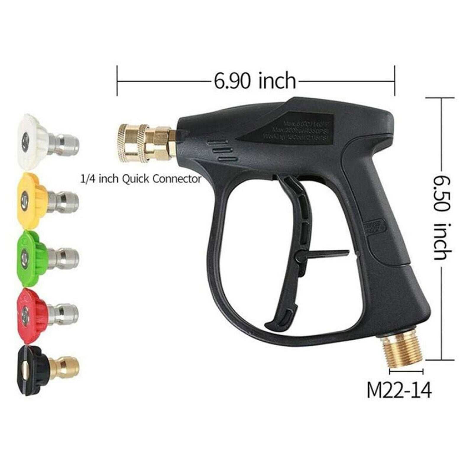 High Pressure Washer Gun 3000 PSI with 5 Nozzle Car Wash Durable Kit Fittings