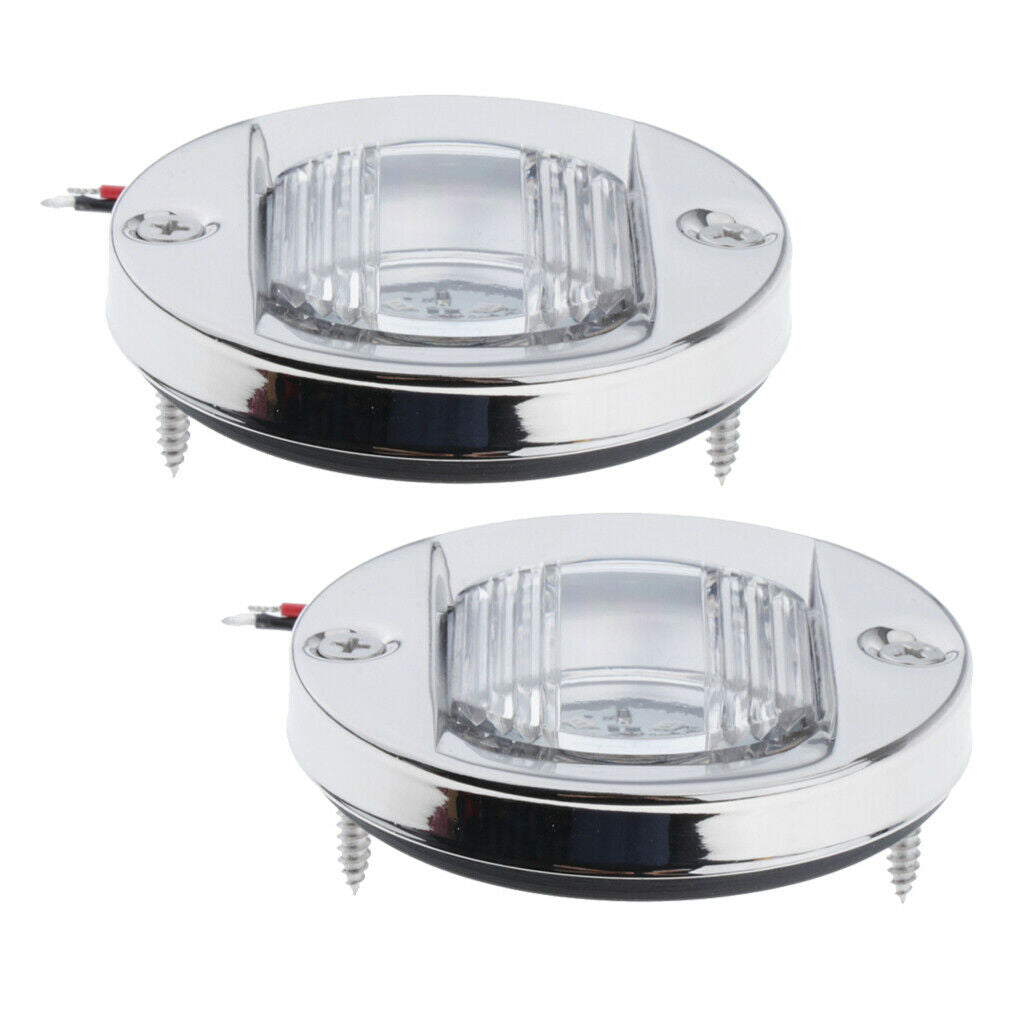 2Pcs Waterproof RV LED Rail Light Blue Pin 12V 2.2W Brushed Bezel S.S.304