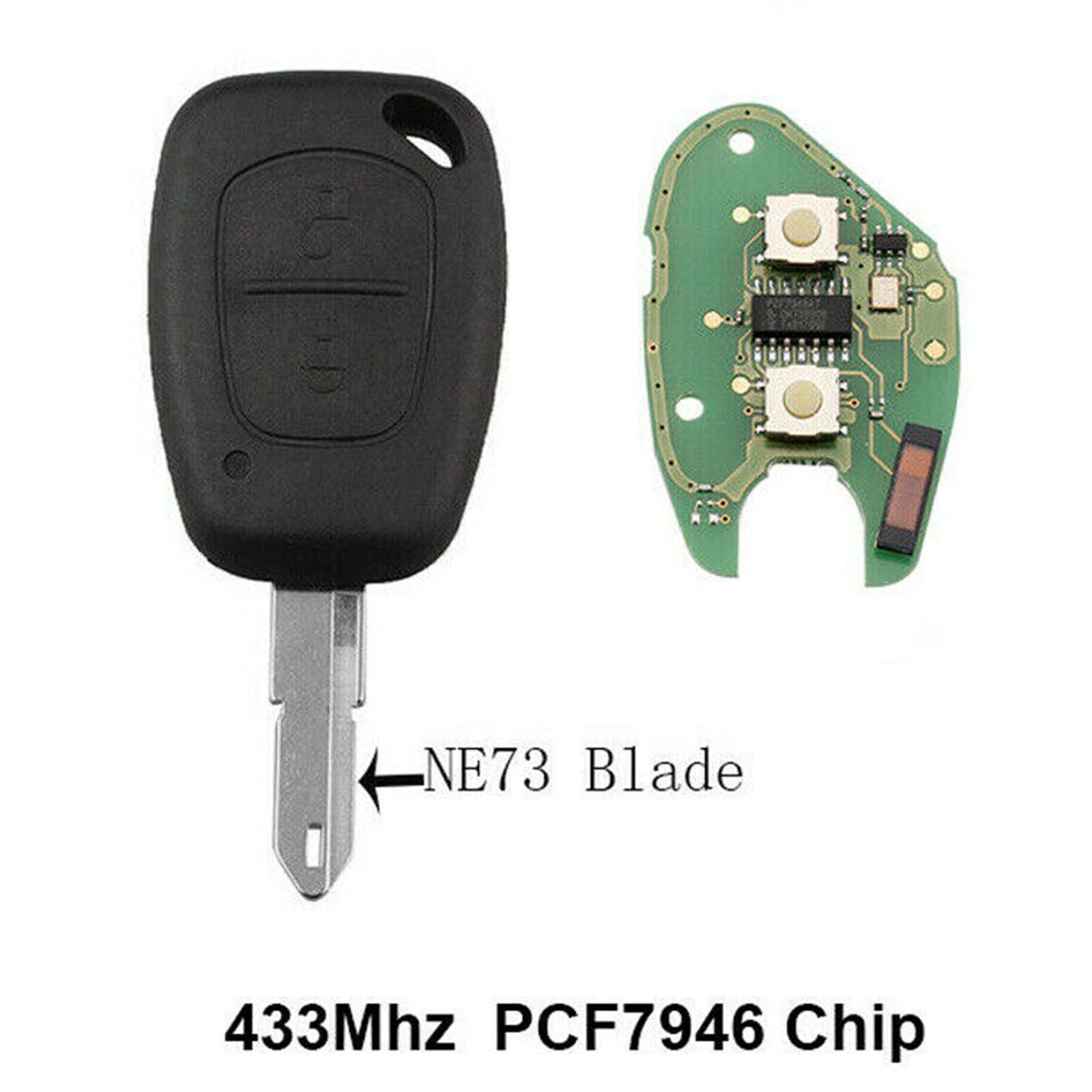 2 Button Chip 433MHz Remote Key Fob For Renault Master Vauxhall Vivaro Movano