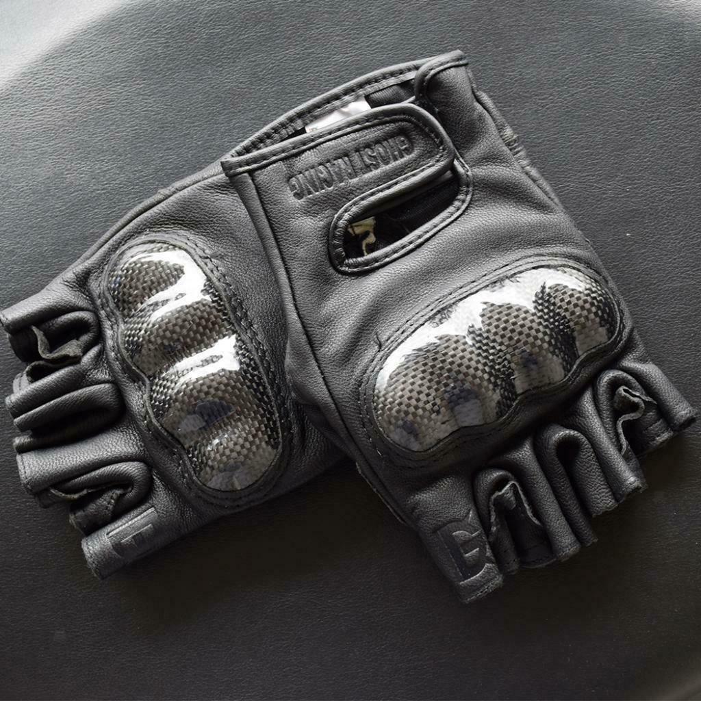 Carbon Fiber Motorcycle Half Finger Gloves Motorbike Ride Fingerless XL