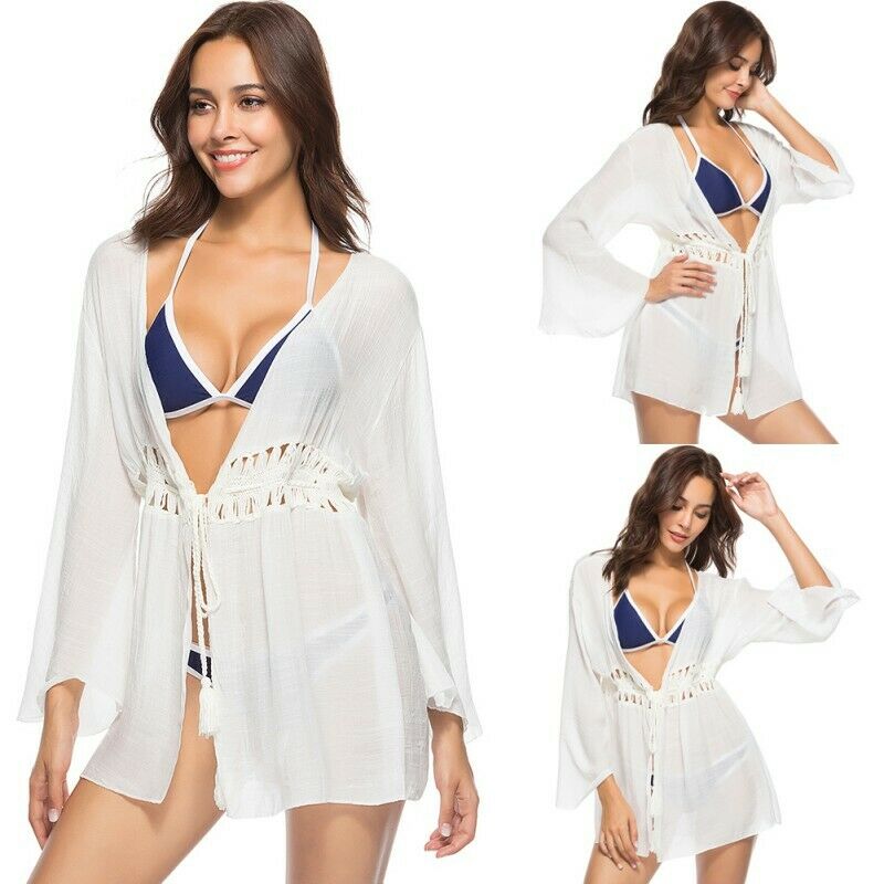 Women Bikini Cover Up Swimsuit Cardigan Loose Bathing Suit Beachwear Summer
