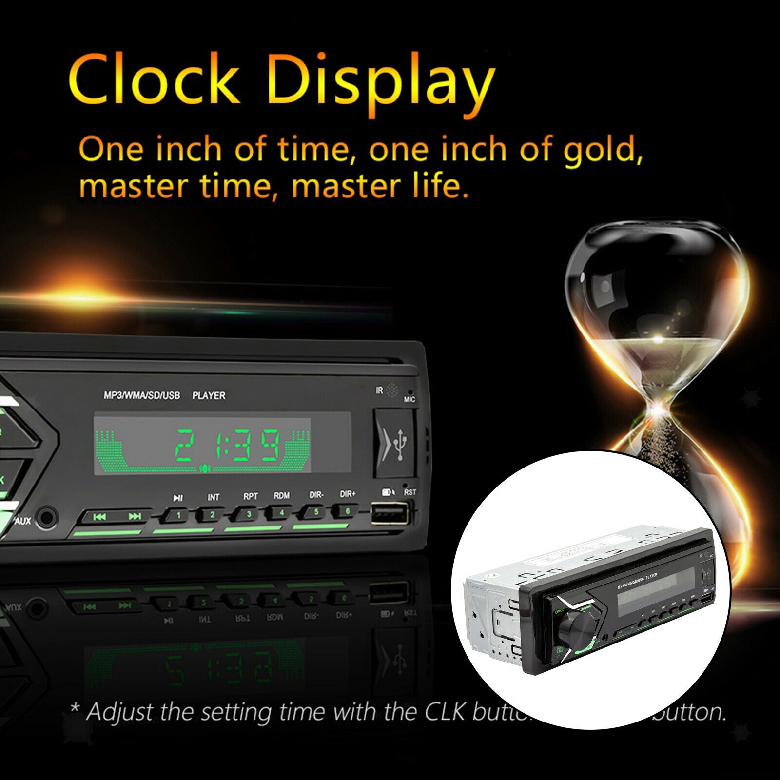 Single Din Bluetooth Car Stereo MP3 Player Media Receiver Wireless 7 Color