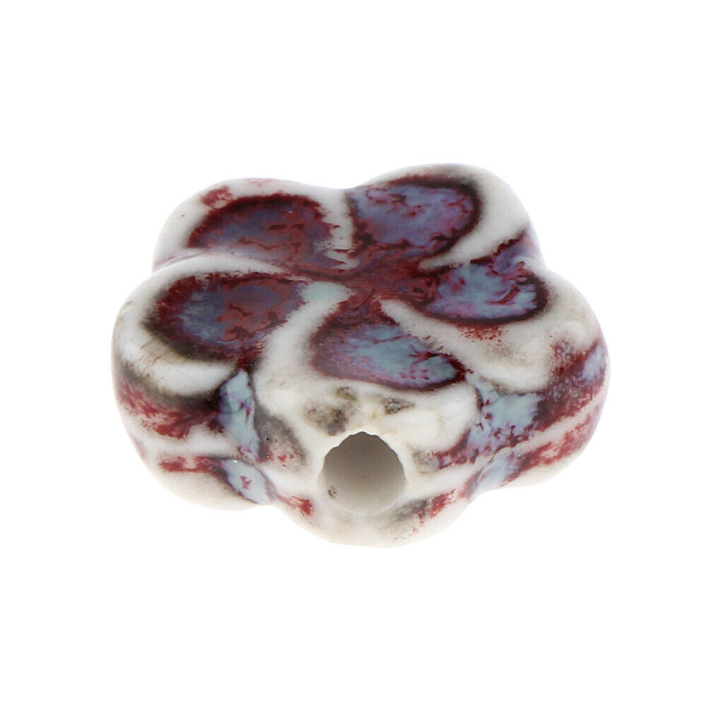 Prettyia 30Pcs Flat Flower Ceramic Spacer Loose Beads Porcelain Charms
