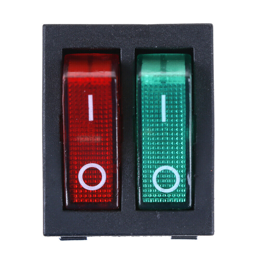 6 pin on/off double spst rocker boat switch 250V/15A 125V/20A red green light WF