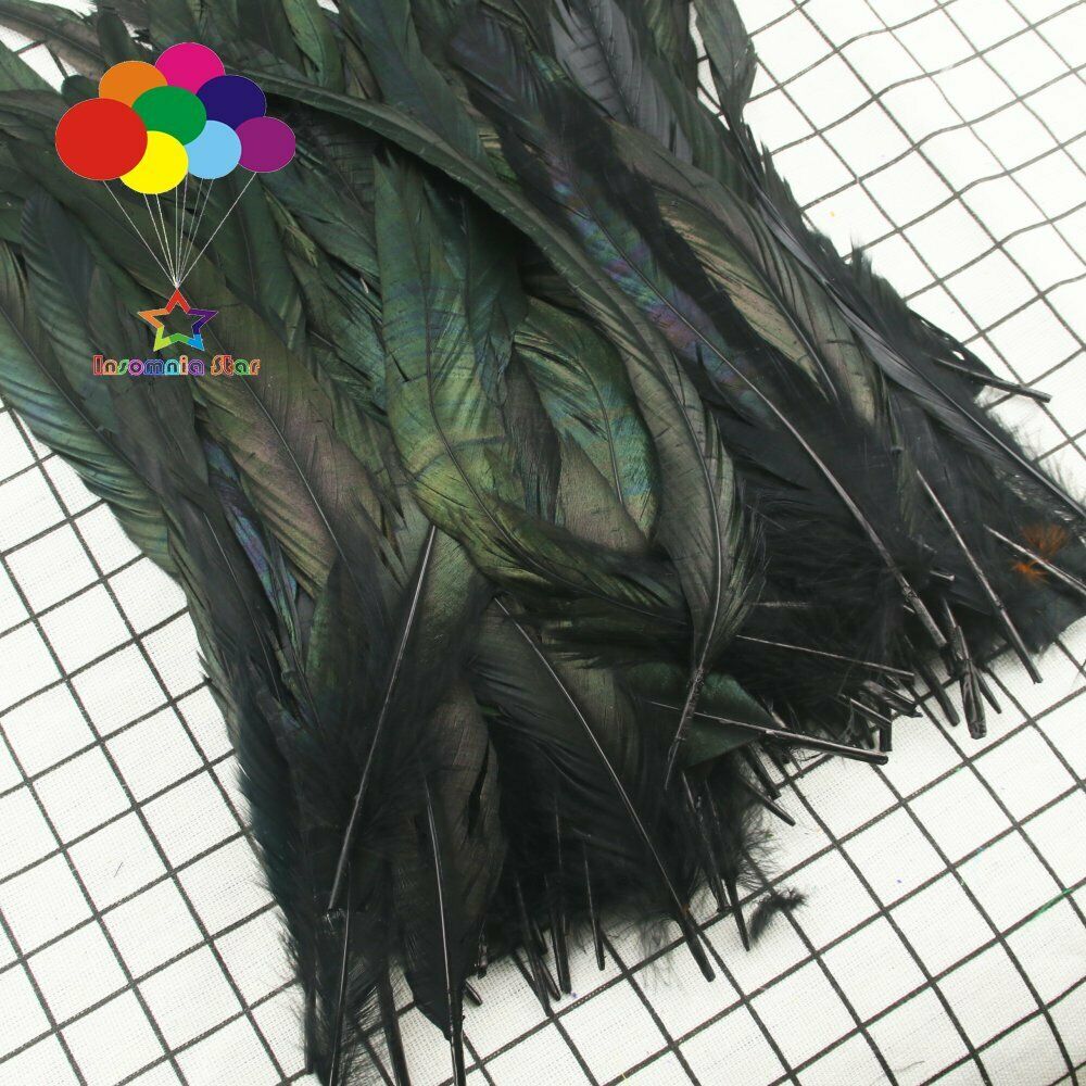 Black dyeing 100 Pcs 12-14 Inch/ 30-35 cm Cock Chicken Tail natural Feathers