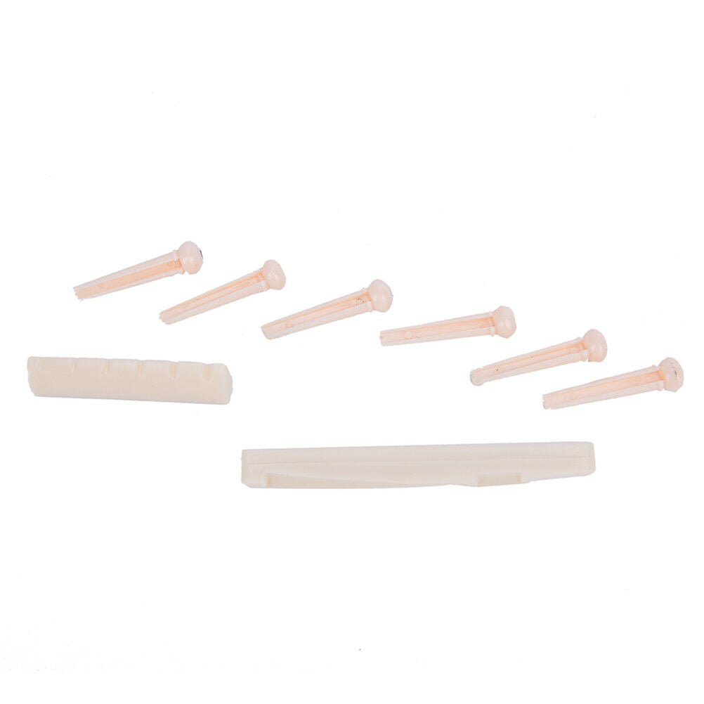 6 Bridge Pins + saddle + bridge saddle Bone for Acoustic Guitar white .l8