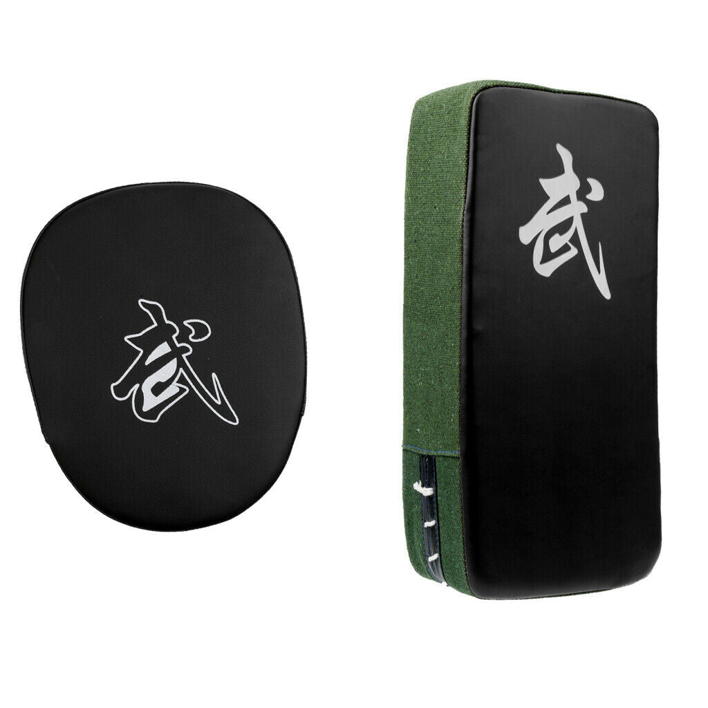 Thai Muay Boxing Pad Arm  + PU Hand Aim Mitts Pad Black