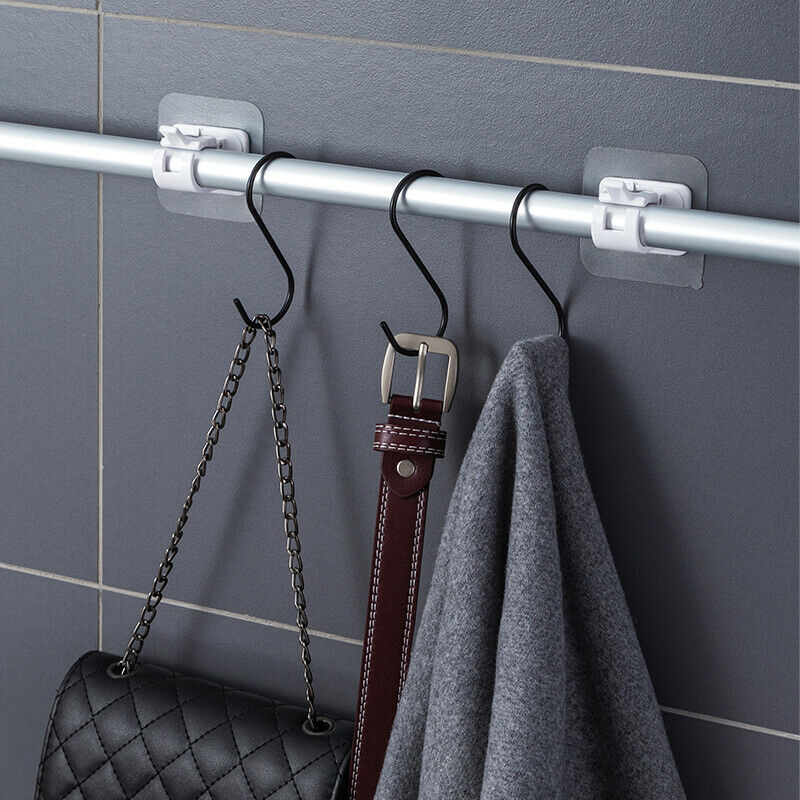 2Pcs Hanging Rod Clip Adhesive Wall Curtain Hanging Clamp Hooks Curtain rodBDAU
