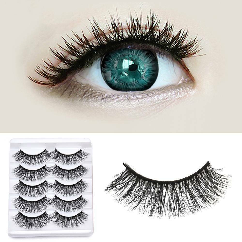 5 Pairs/Set Natural Magnetic False Eyelashes With Liquid Eyeliner Long Lasting !
