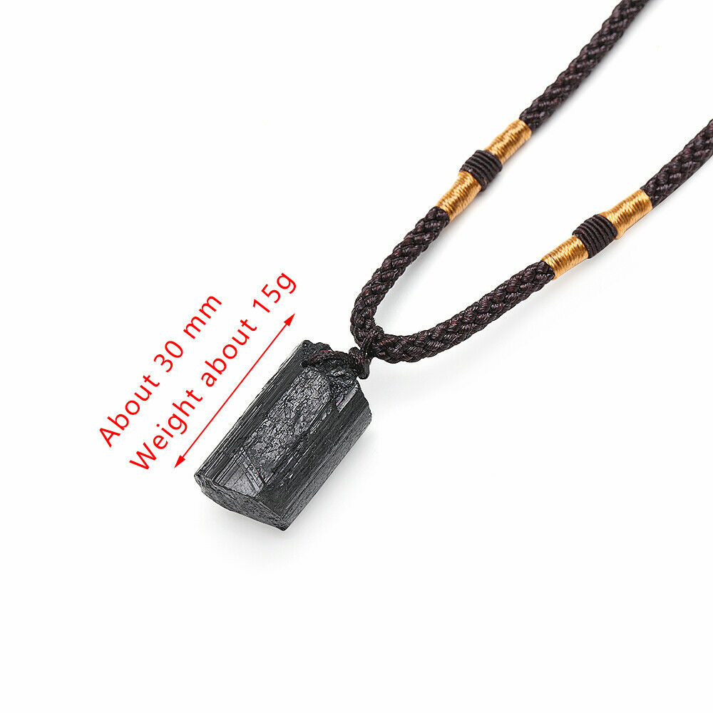 Raw Natural Black Tourmaline Stone Crystal Schorl Pendant Chunk Reiki Chakra