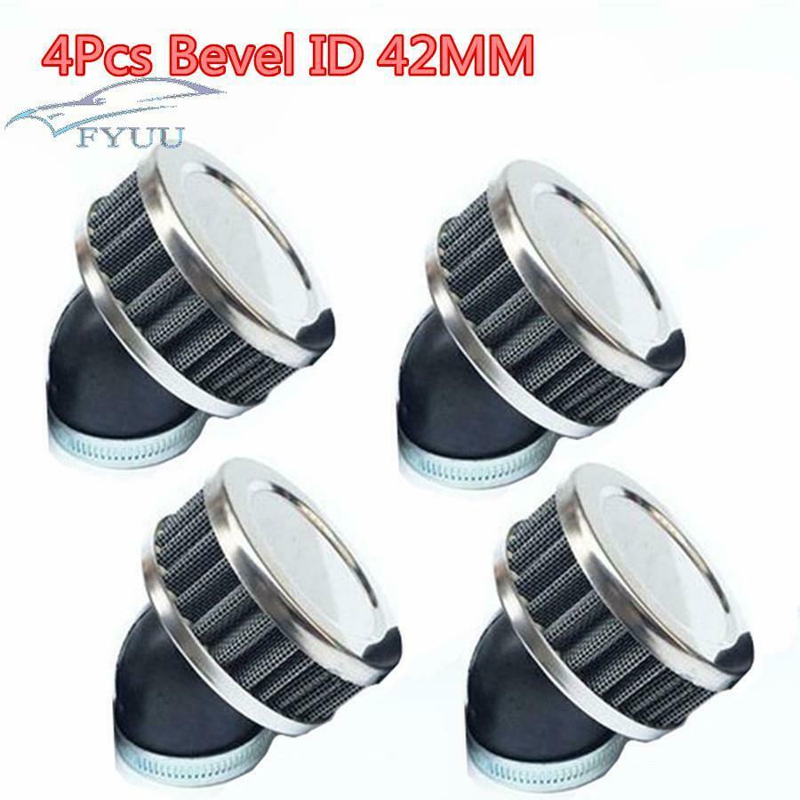 4X Universal Bevel Motorcycle ATV Scooter Air Cleaner Intake Filter Cleaner 42mm