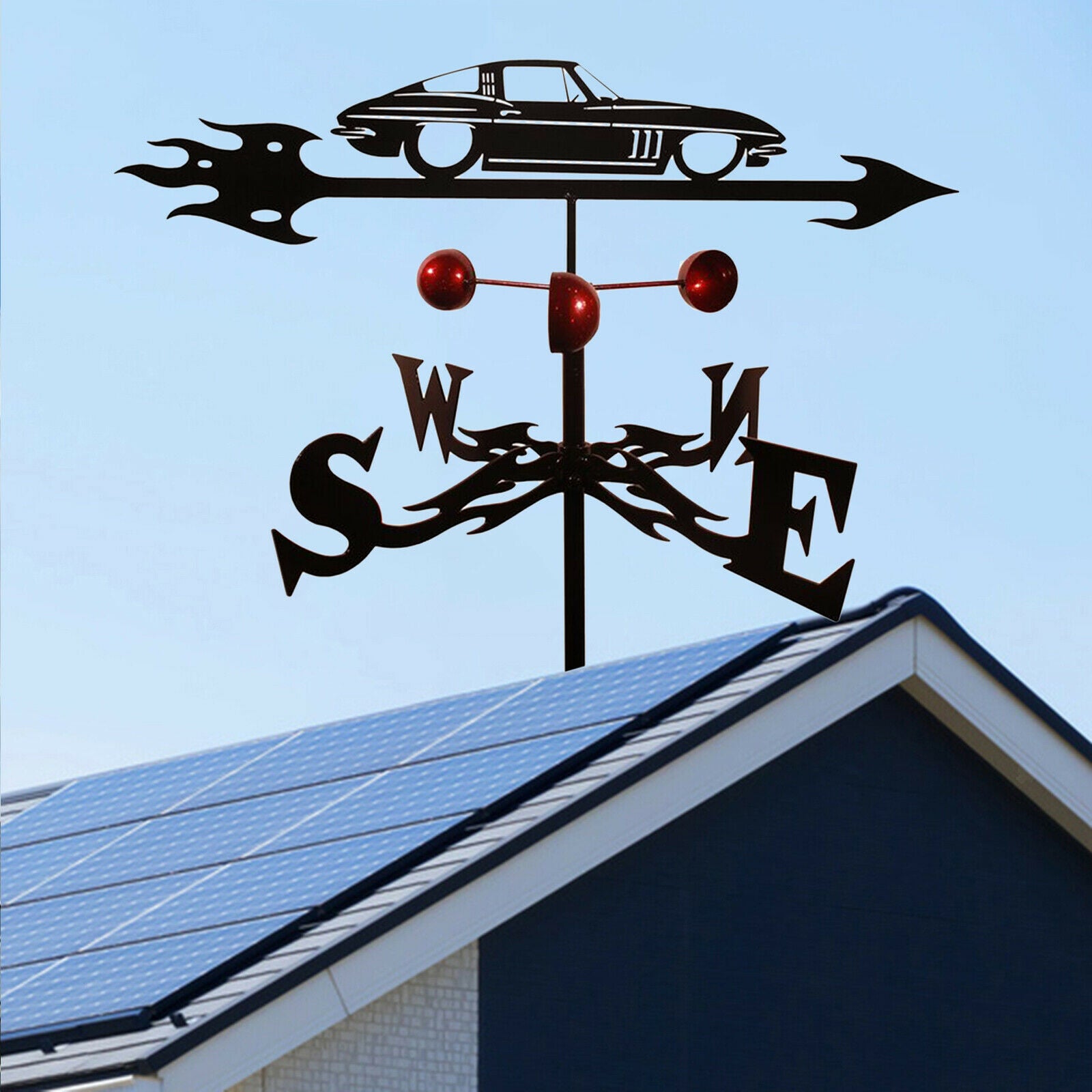 Metal Weathervane Weatherproof House Car Shape Wind Vane Home Decor Craft