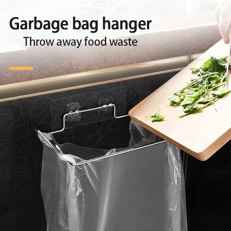 Stainless Steel Door Garbage Trash Bag Towel Hanging Holder Rack Storage LPB TL