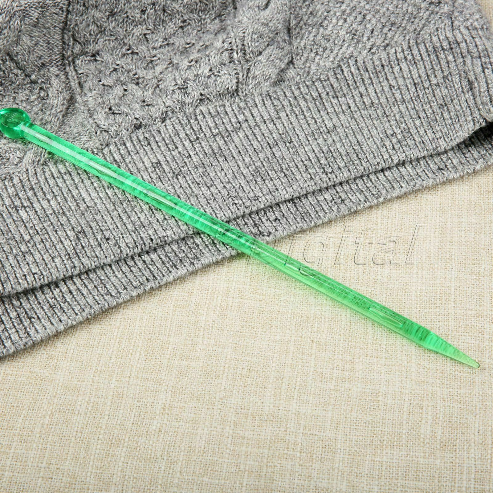 Multicolor Plastic Crystal Scarf Sweater Knitting Needles Weaving Tool 14Pcs