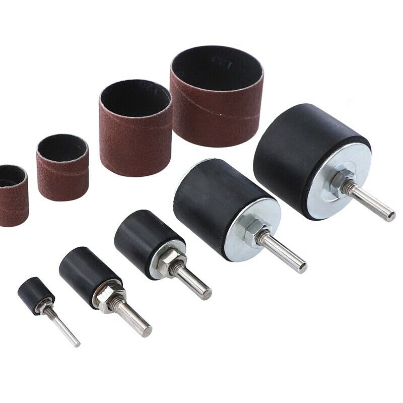 21Pcs Drum Sander Kit Sanding Belt Grit 80 120 Sandpaper Short with Spindle CaT9