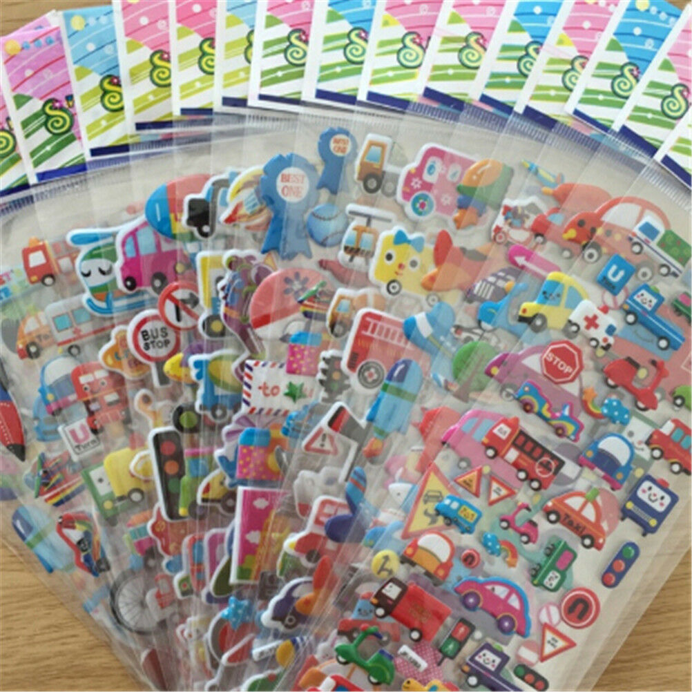 5PCS Cartoon Bubble Stickers Transport Cars Kids Bubble Stickers Christma.l8
