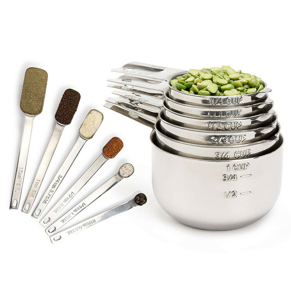 13Pcs Stainless Steel Measuring Cups & Measuring Spoons Set 7 Cups & 6 spoons