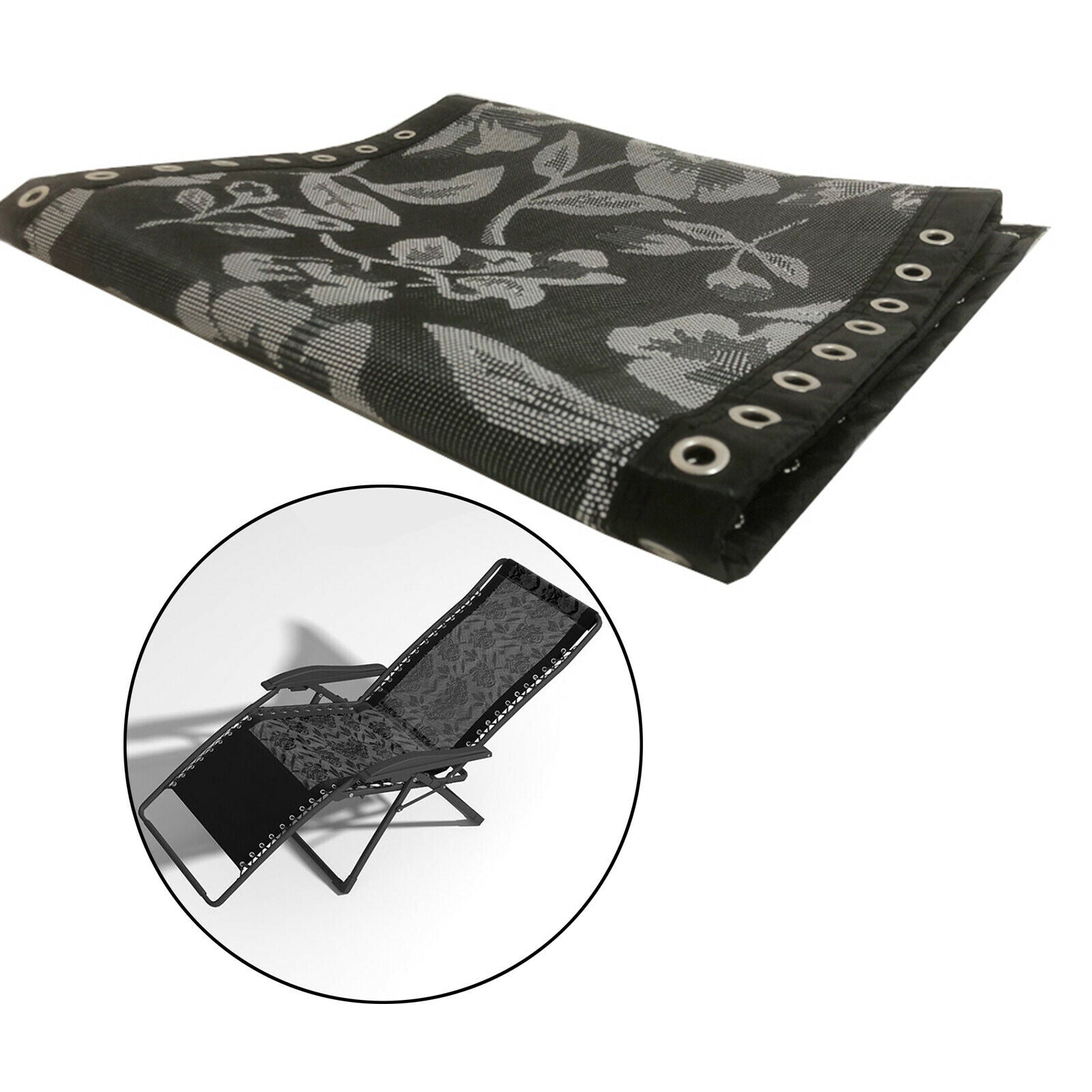 2X Replacement Fabric for Folding Sling Chairs  Chair Outdoor Lawn black flower