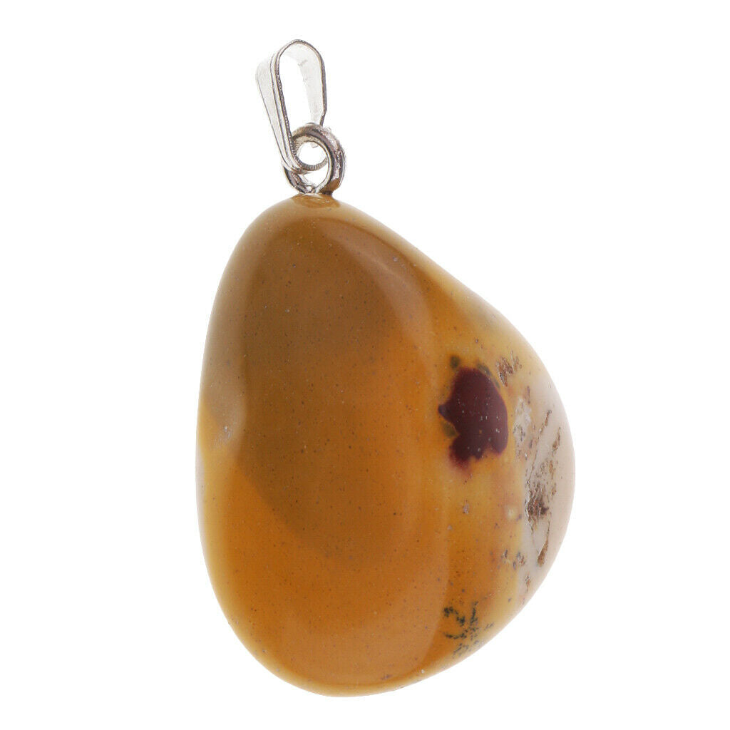Mineral Polished Stone Pendant Necklace Jewelry Making DIY Unique Yellow
