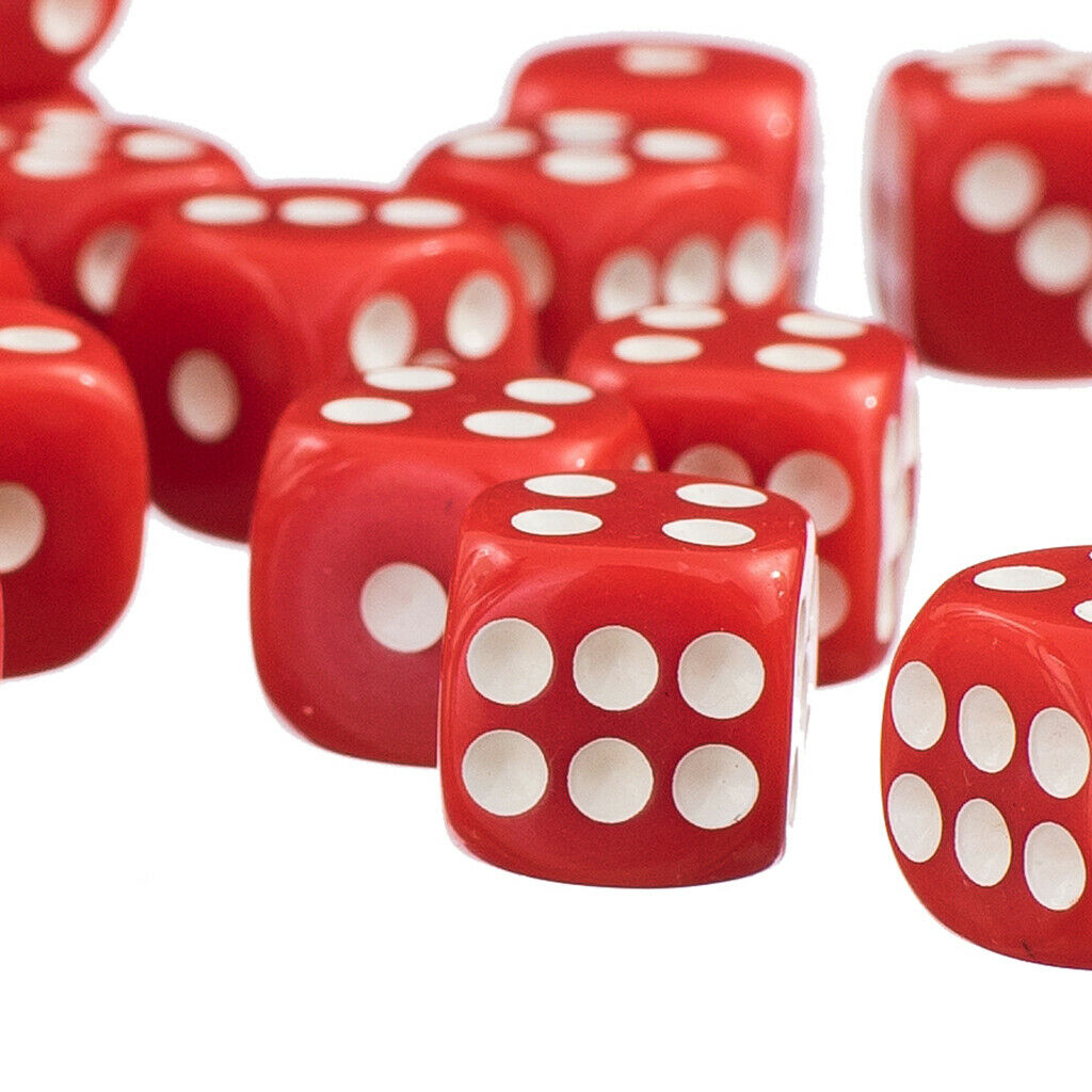 50 Pieces 12mm 6-sided Polyhedral Dices for Table Casino Card Games Supplies