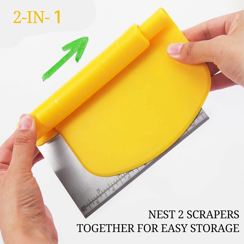 2 in 1 Bench Dough Scraper Set Bread Cake Baking Making Tools For Kitchen
