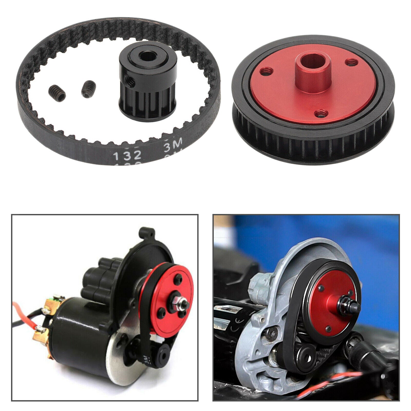 Belt Drive Gear System For Axial SCX10 II 90046 Black 3.2 Mm