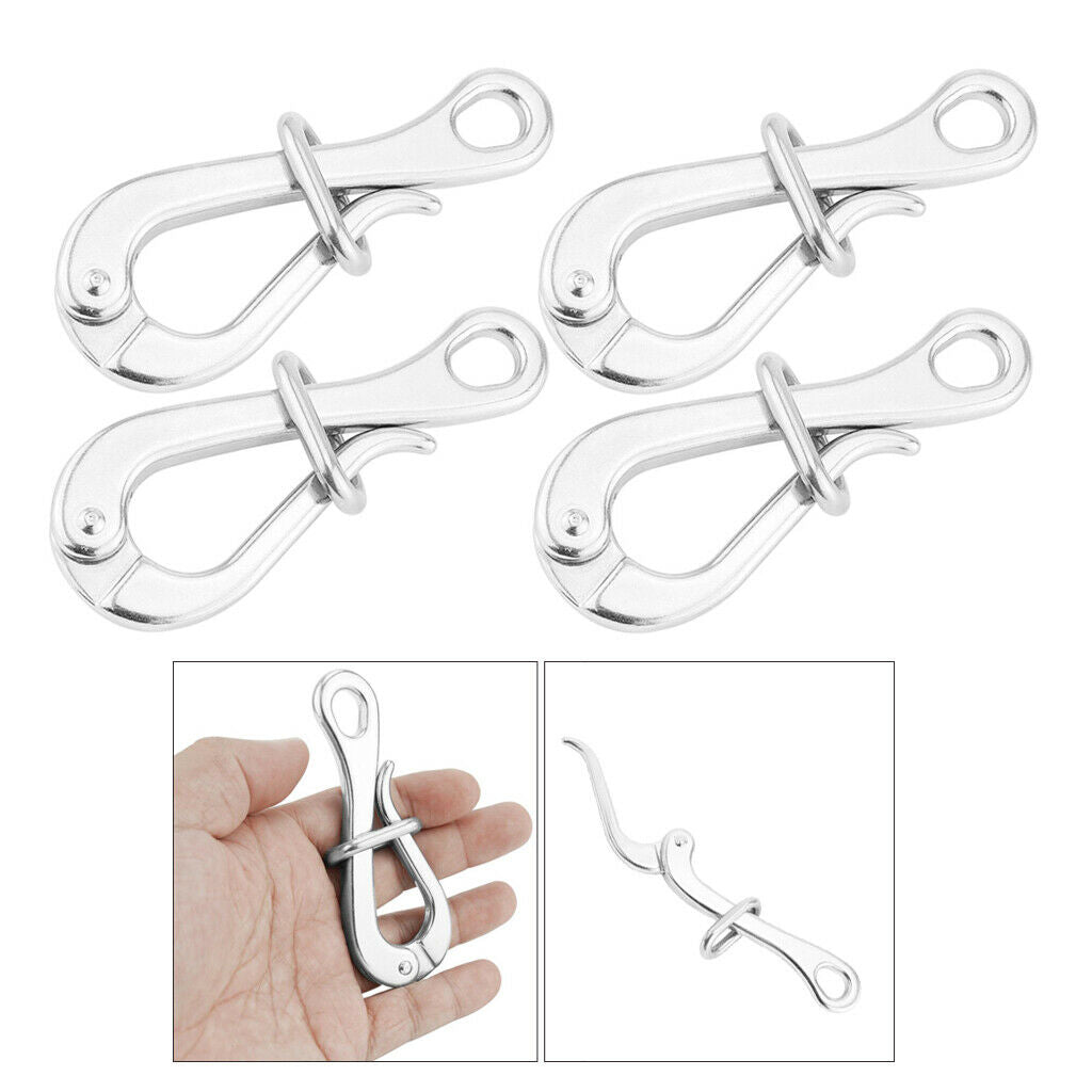 4 Pieces 4" 316 STAINLESS STEEL PELICAN HOOK Quick Release Marine Boat