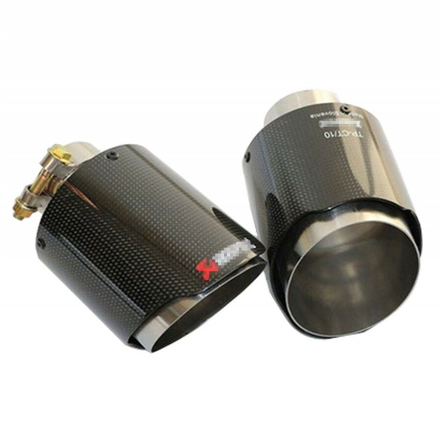 100% Real Carbon Fiber Exhaust Tips 63mm Inlet/114mm outlet Car Muffler Pipe 1X