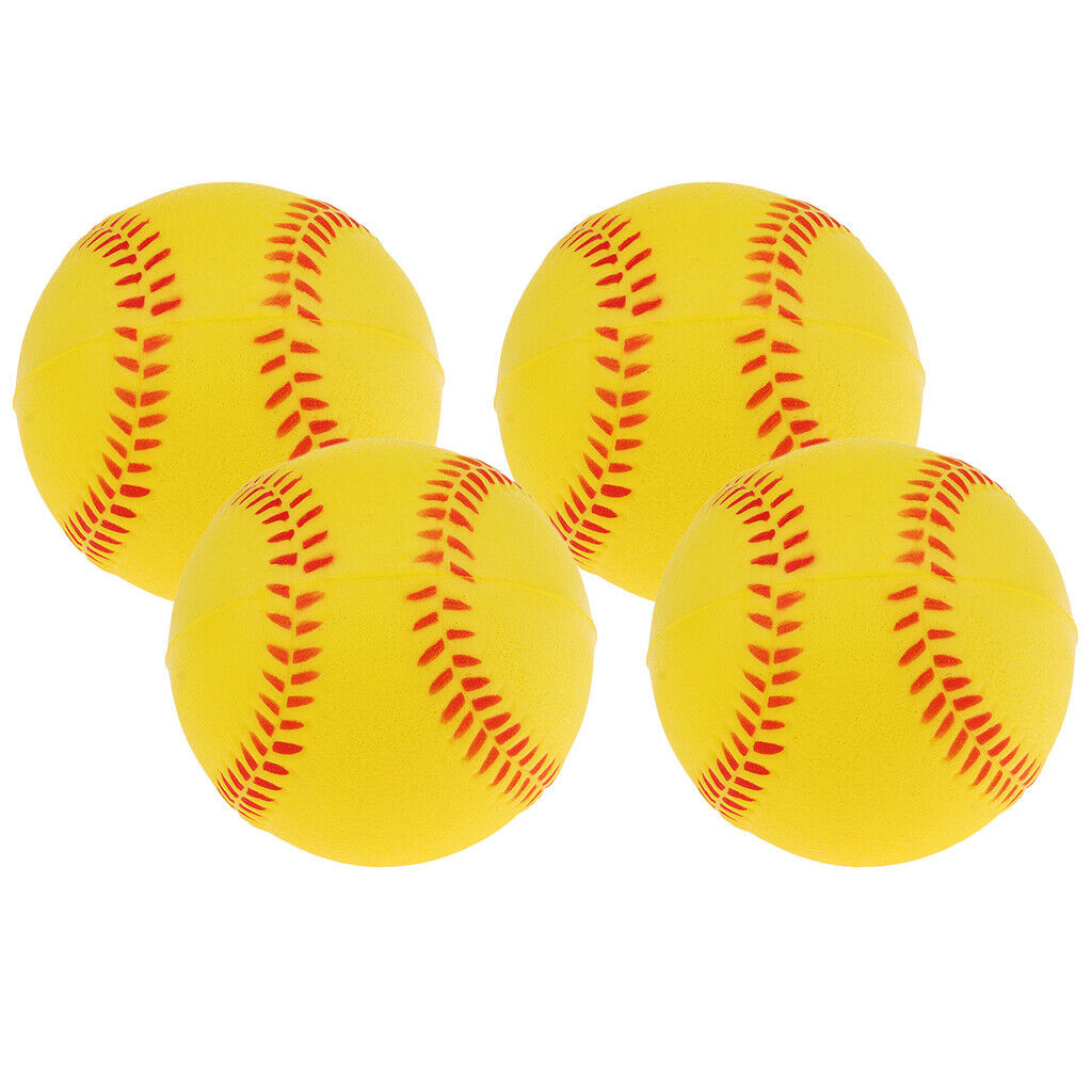 4x 9inch Exercise Batting Training Baseball Softball Bouncy Ball Yellow
