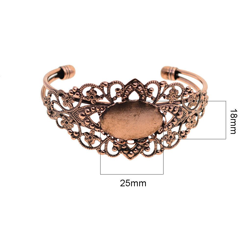 2pcs/lot 25.4mm Copper Blank Base Cuff Bangle Tray Fit Cabochon Bracelet DIY