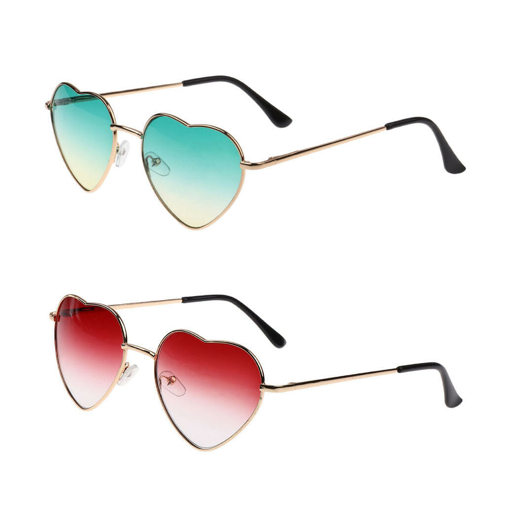 2 Piece Women Heart Shaped Sunglasses Fashion Shades Sunnies Costume Glasses