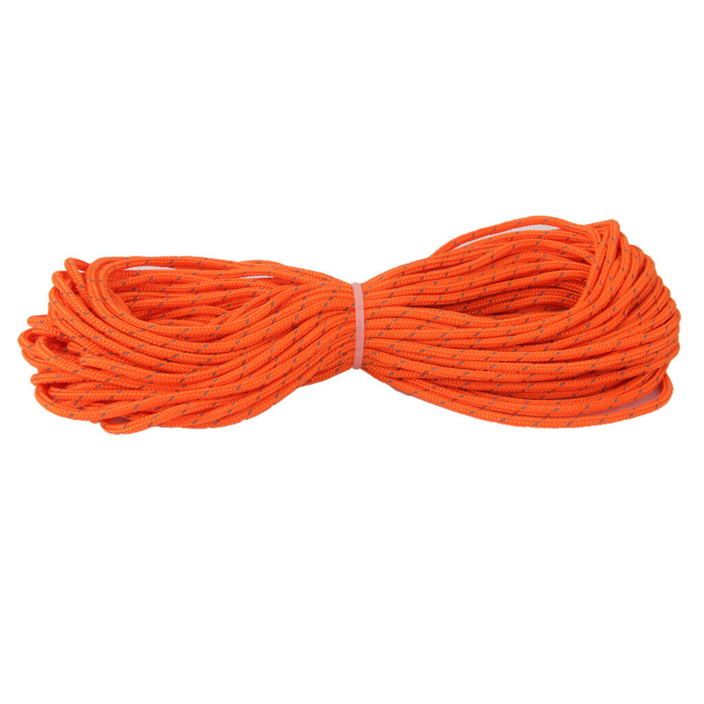 3mm x 20m Orange Reflective Guyline Tent Rope Guy Line Camping Cord Paracord