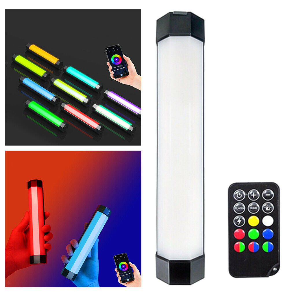 RGB LED Handheld Video Light Wand Bar Photography Rechargeable Remote Tube