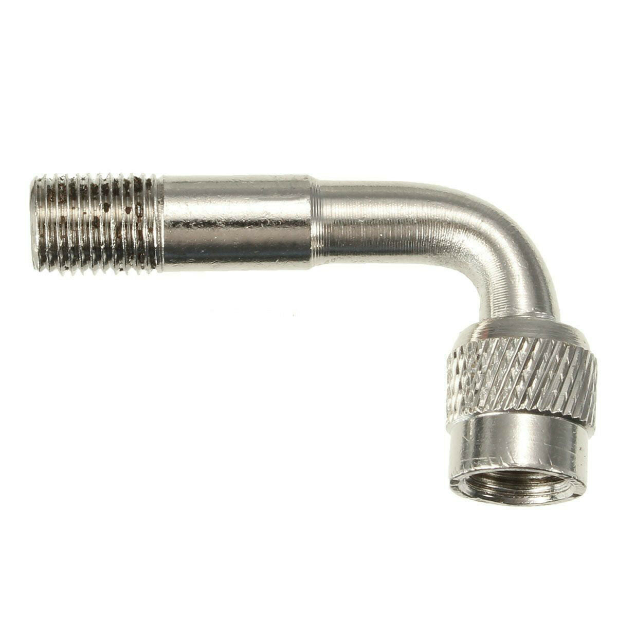 2x CAR MOTORBIKE TYRE VALVE EXTENSION ADAPTOR 90 DEGREE ANGLE SILVE WL.l8