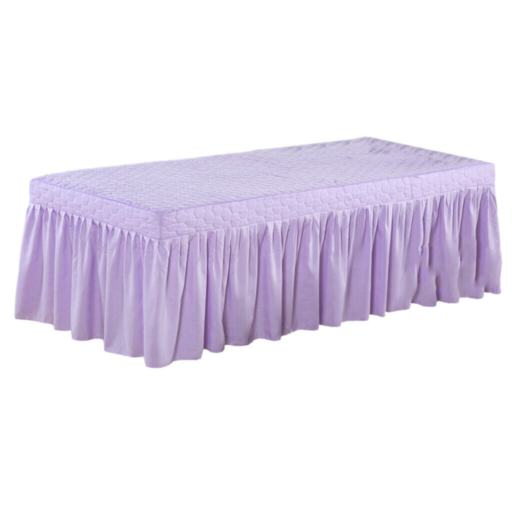 Massage Table Skirt Beauty Bed Cover Valance Sheet  Light Purple