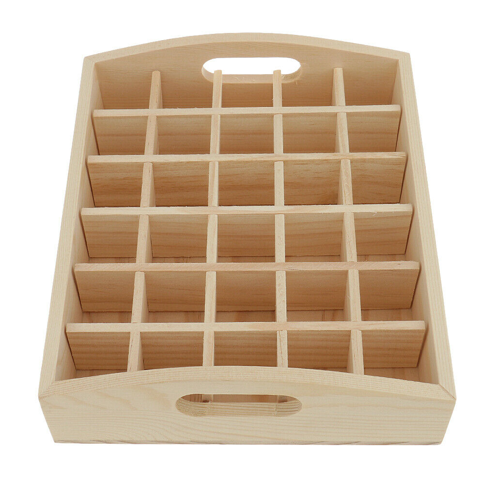 2 Pcs Natural Wood Essential Oil Box Display Storage Case Holder Rack Stand