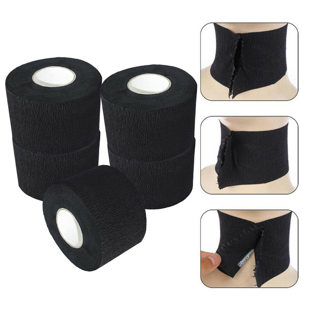 5x Neck Roll Paper Pro Neck Covering Haircut Collar Salon Accessory black