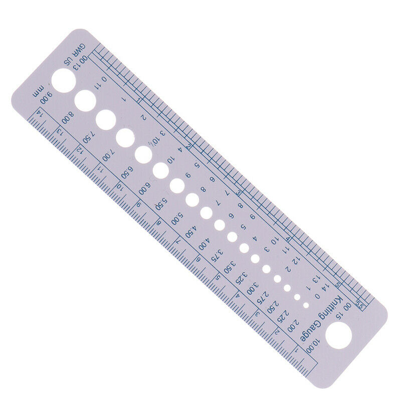Knitting Accessories Needle Gauge Inch Sewing Ruler Tool CM 2-10mm Size Meas Lt