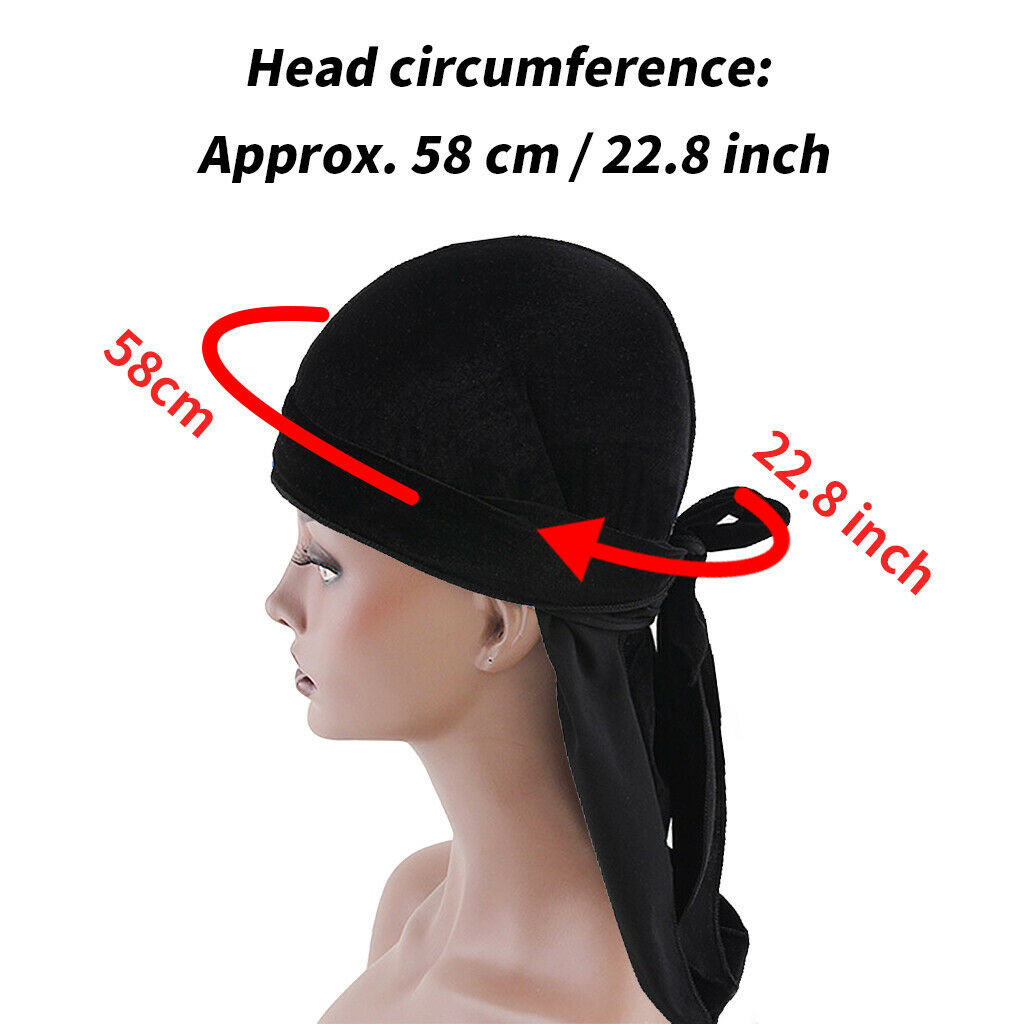 2Pack Fashion Velvet Bandana Hat Long Tail Headwrap Chemo Hat for Hair Loss