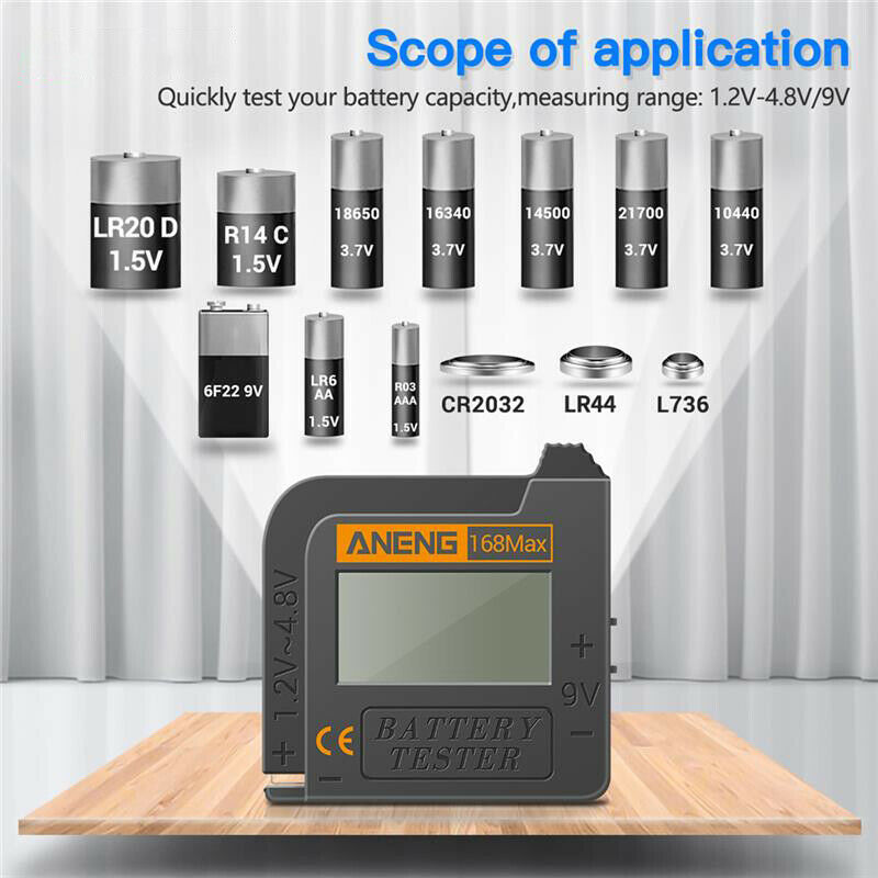 Digital Battery Tester LCD Display Lithium battery Capacity Diagnostic Tool Kt