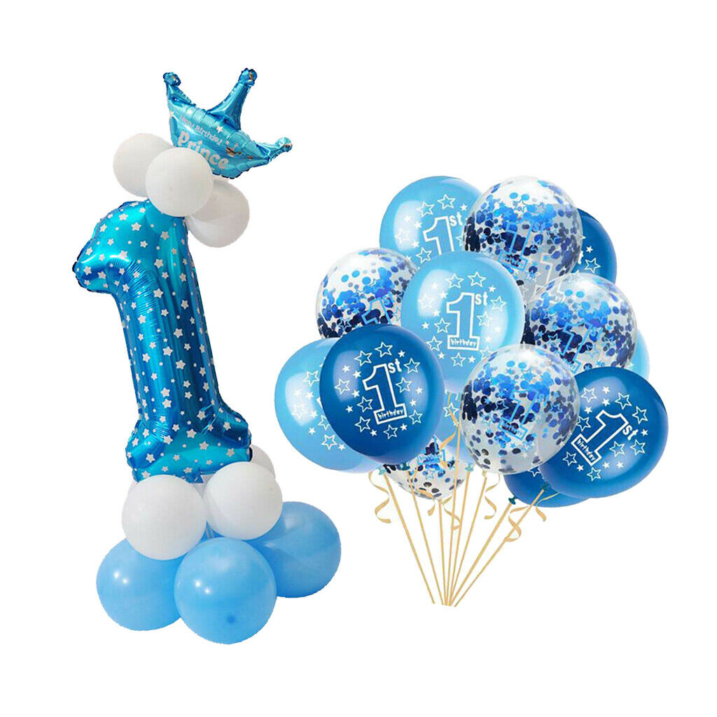 34 Balloons 1st Birthday Latex Confetti Balloons Party Decorations Blue