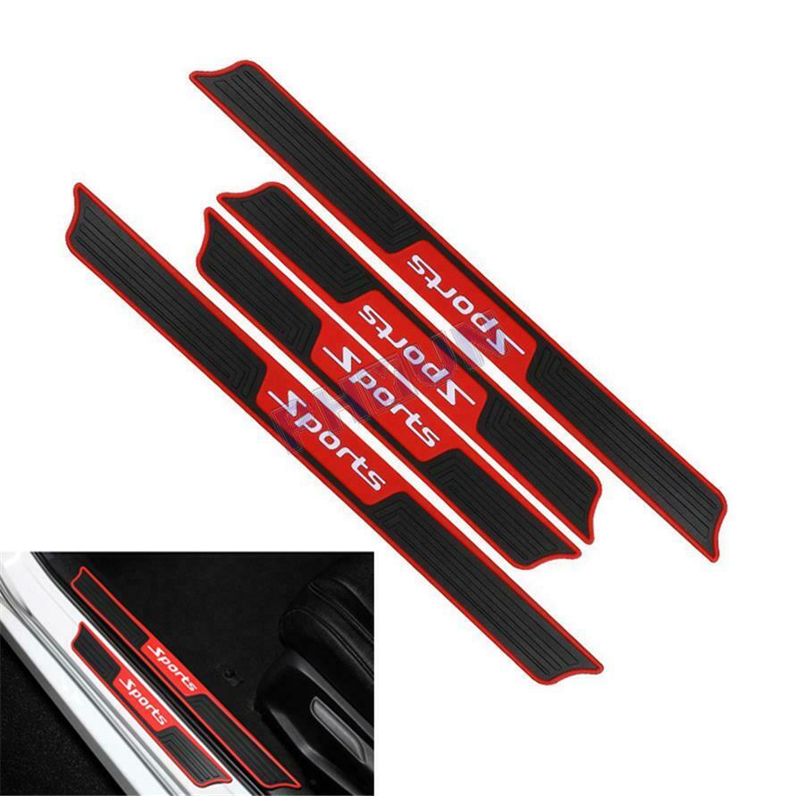 4x Black Rubber Car Door Scuff Sill Cover Panel Step Protector Universal Trim