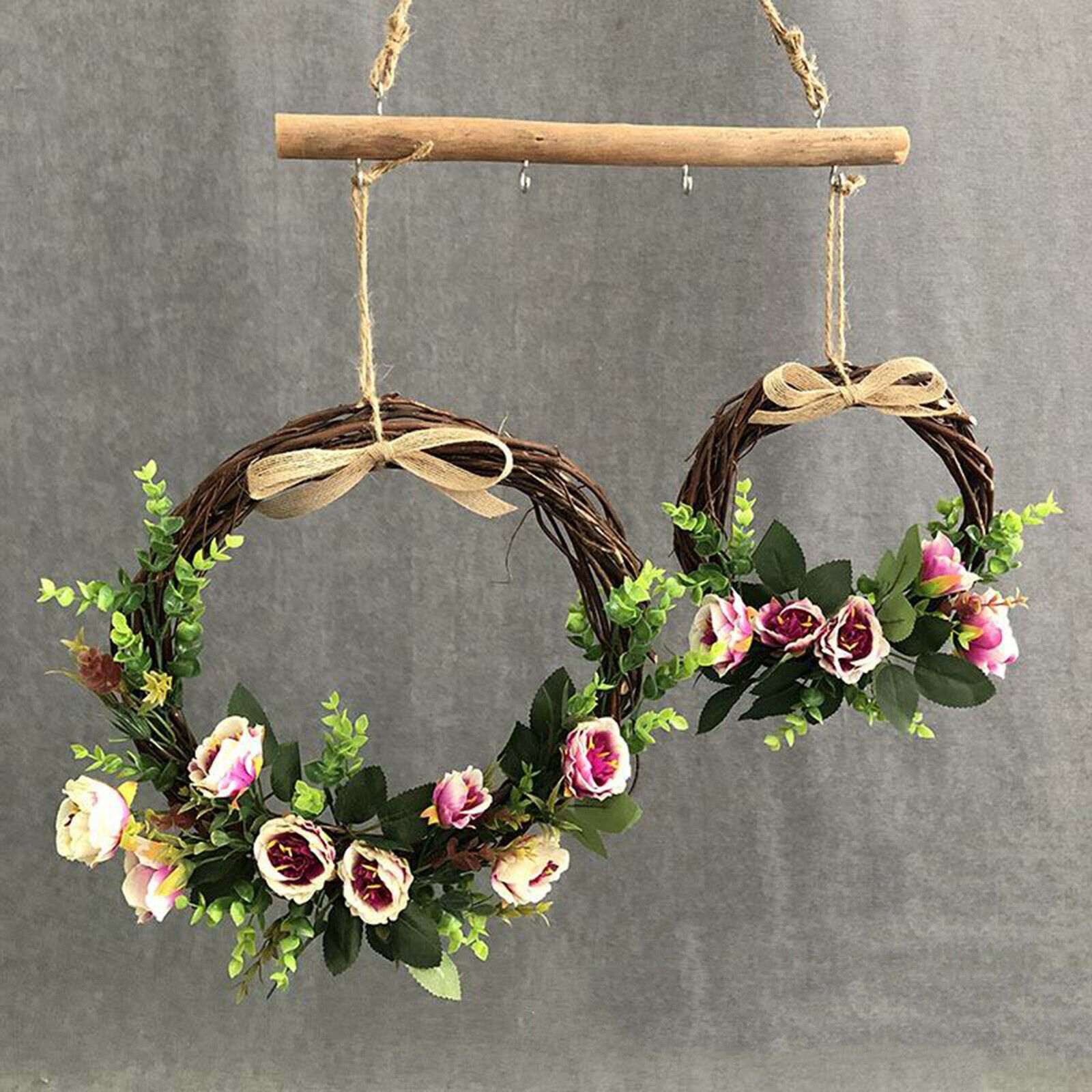 Flowers Wreath Rattan Hoop Door Hanging Party Fireplace Decor  38cm