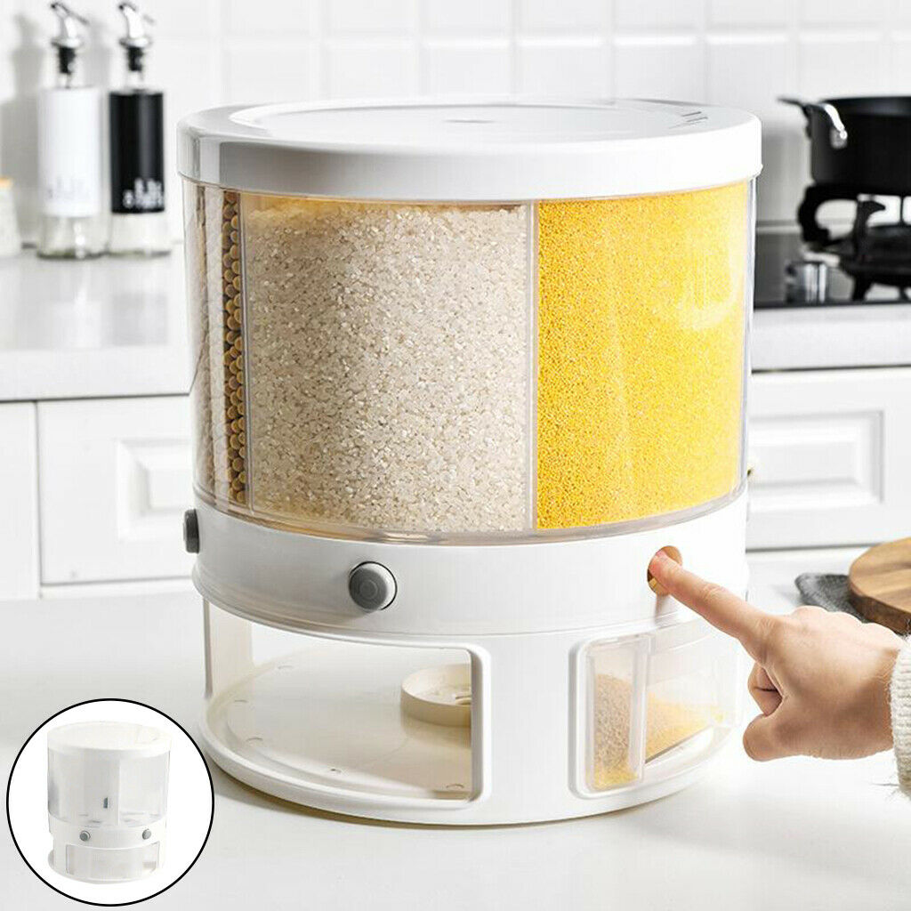 Kitchen Rotating Grain Storage Container Dry Goods Tank for Rice Beans Sugar