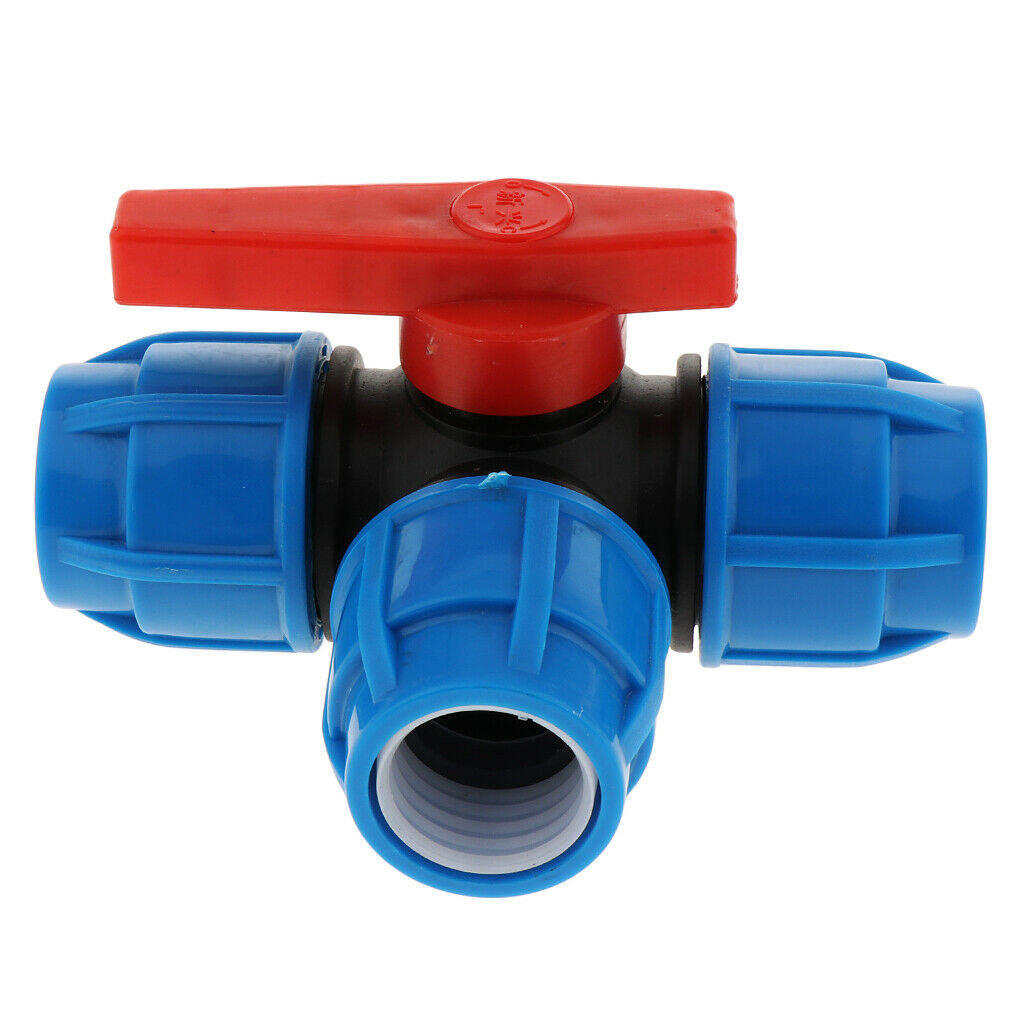 2 Pieces PE Quick Connect Air Push Tube Tee Union Coupler 32mm Plastic core