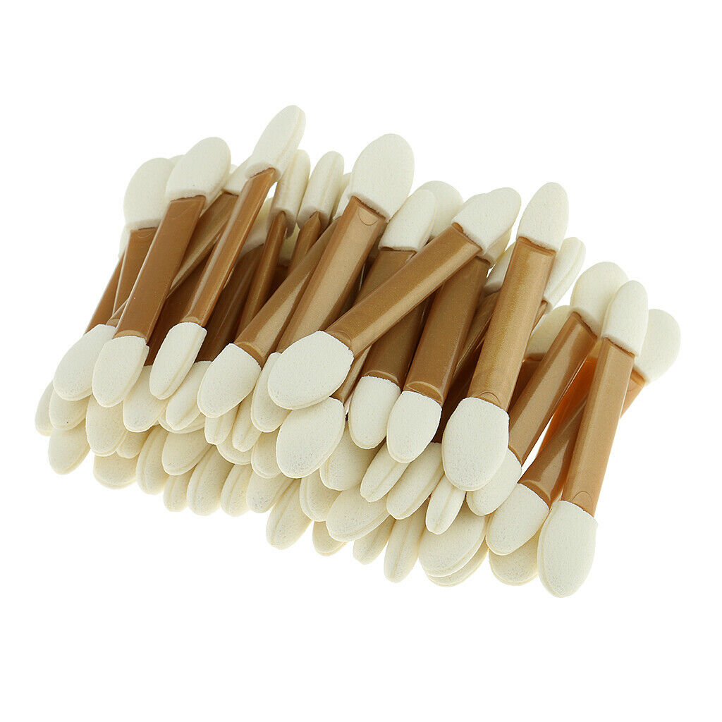 50pcs Disposable Double Ended Sponge Brush Eyeshadow Applicator Makeup Tool