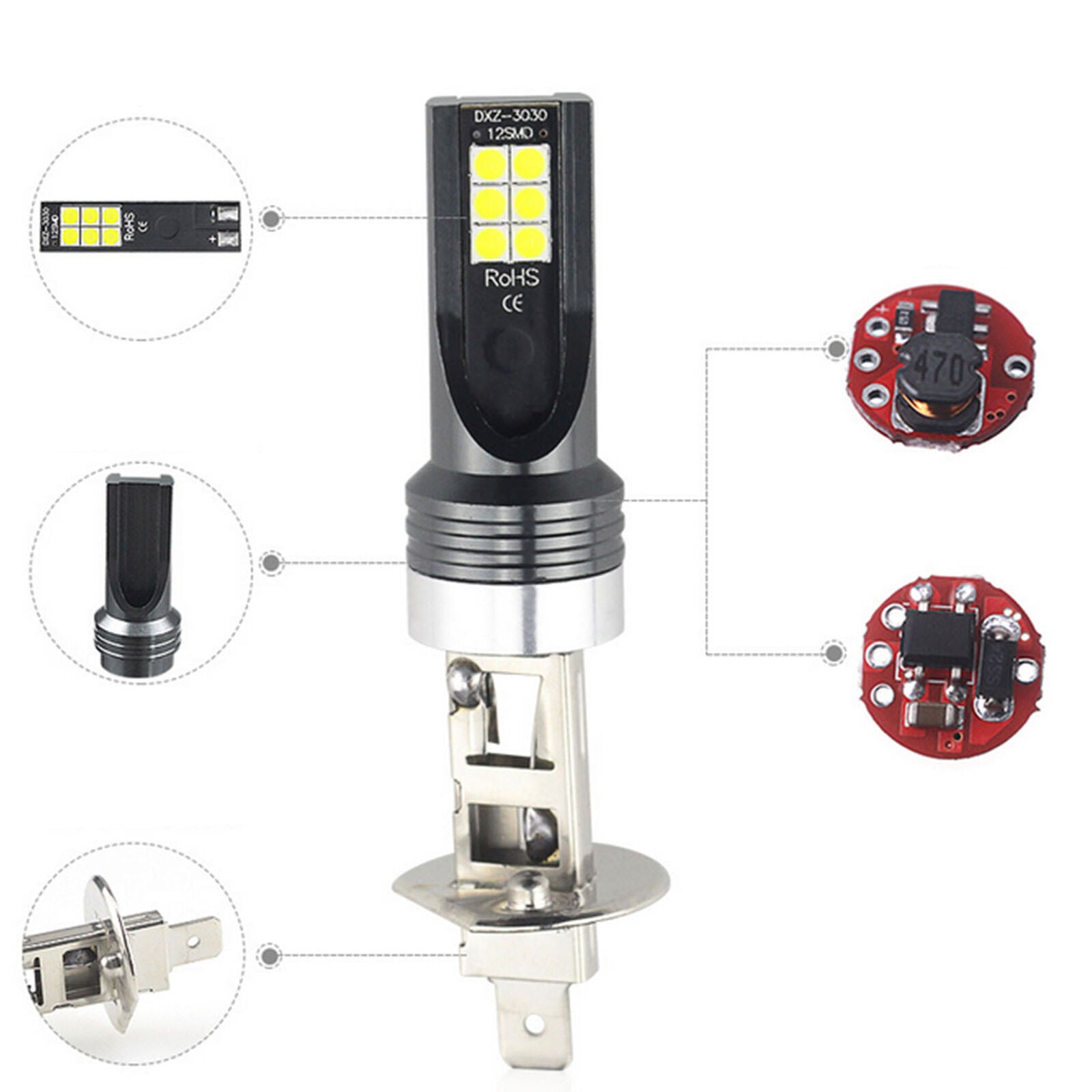 Kit 1500W 6000K Hi/Lo Beam Lamp MINI H1 LED Fog Light Headlight Bulbs Conversion