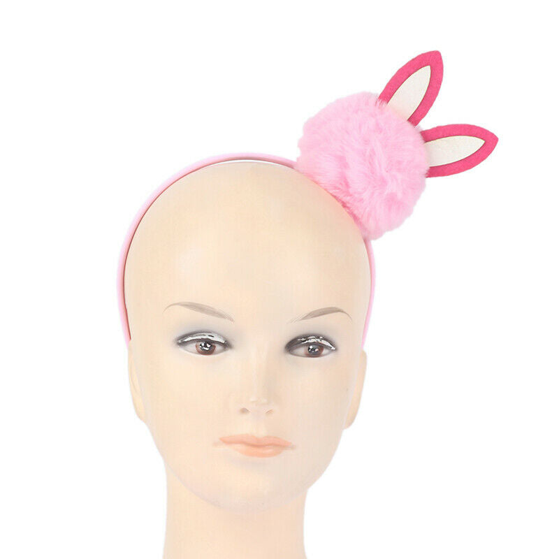 Easter hair accessory carnival headdress cute pink furball rabbit ears headband