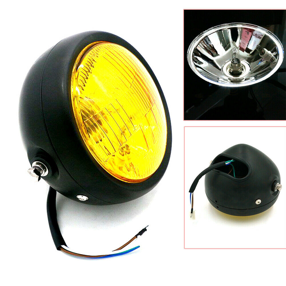 High/Low Beam 6.5" 12V Amber Motorcycle Headlight Spot Fog Light Lamps Universal